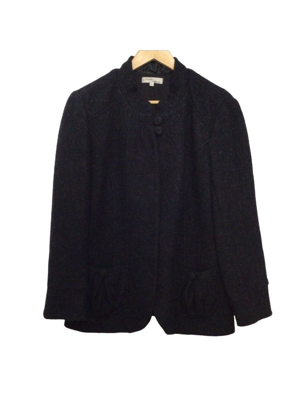 Black blazer Atelier Boutique 100% wool women blazer jacket black size 12